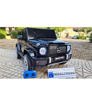COCHE LITTLE G63 12V, INFANTIL, negro, FM, cuero, RC, RUEDAS DE PLÁSTICO - INDA40-LI-S306BLACK